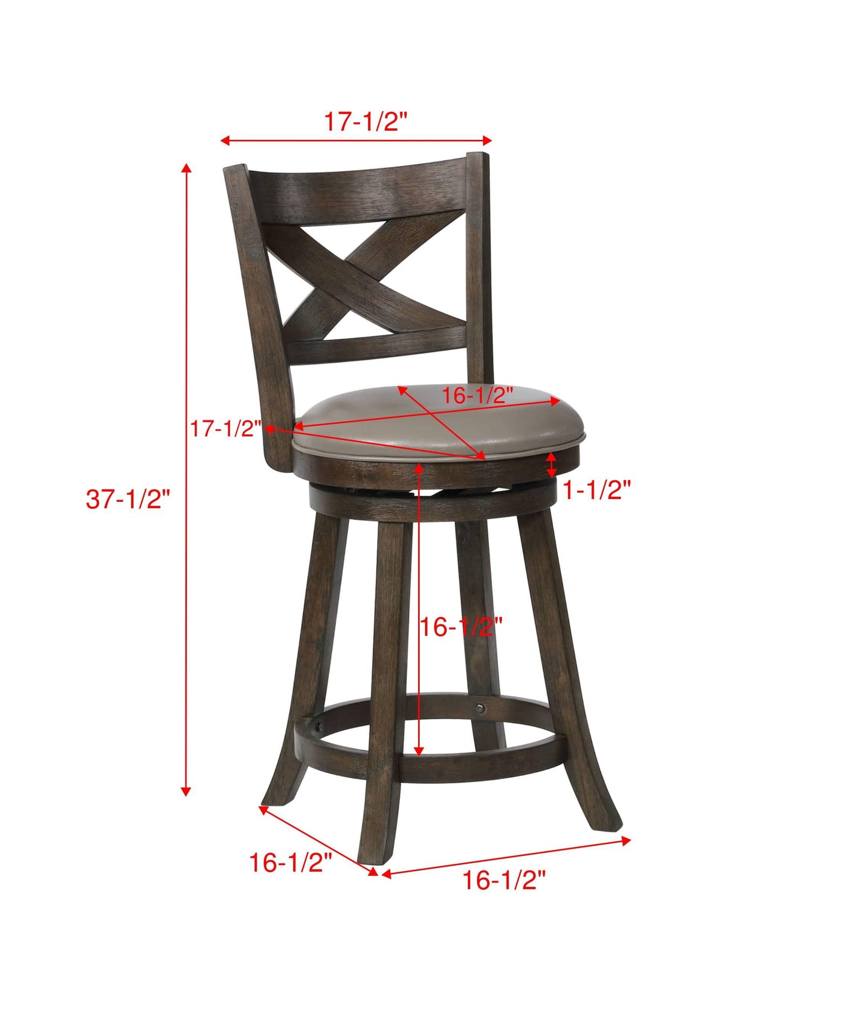 Kipper Swivel Gray Faux Leather Transitional Wood Bar/Pub Stool - Ella Furniture