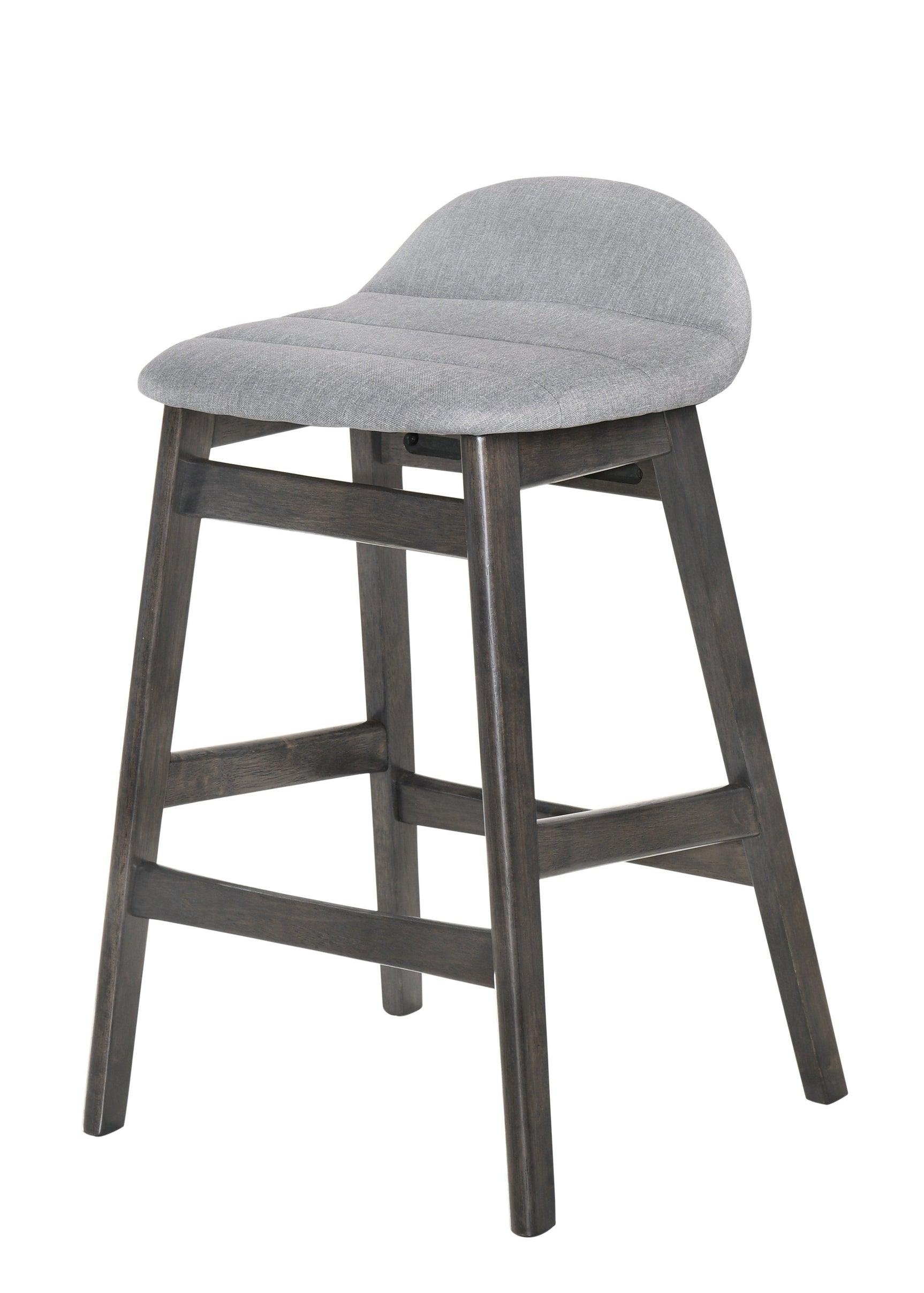Samar Charcoal Grey Ivory Modern Fabric Wood Bar Stool - Ella Furniture