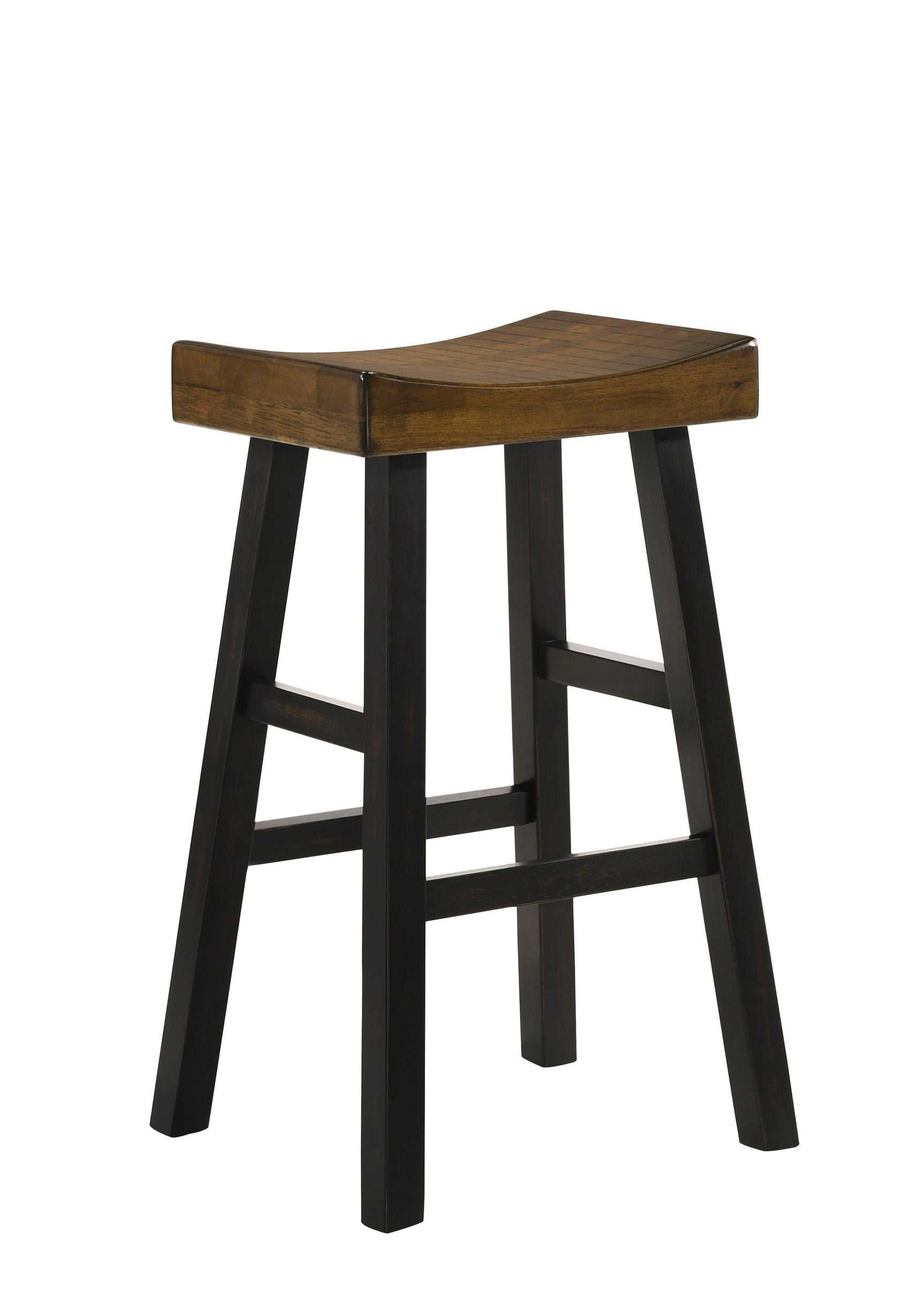 Aruba Saddle Black Rustic Oak Transitional Wood Bar Stool - Ella Furniture