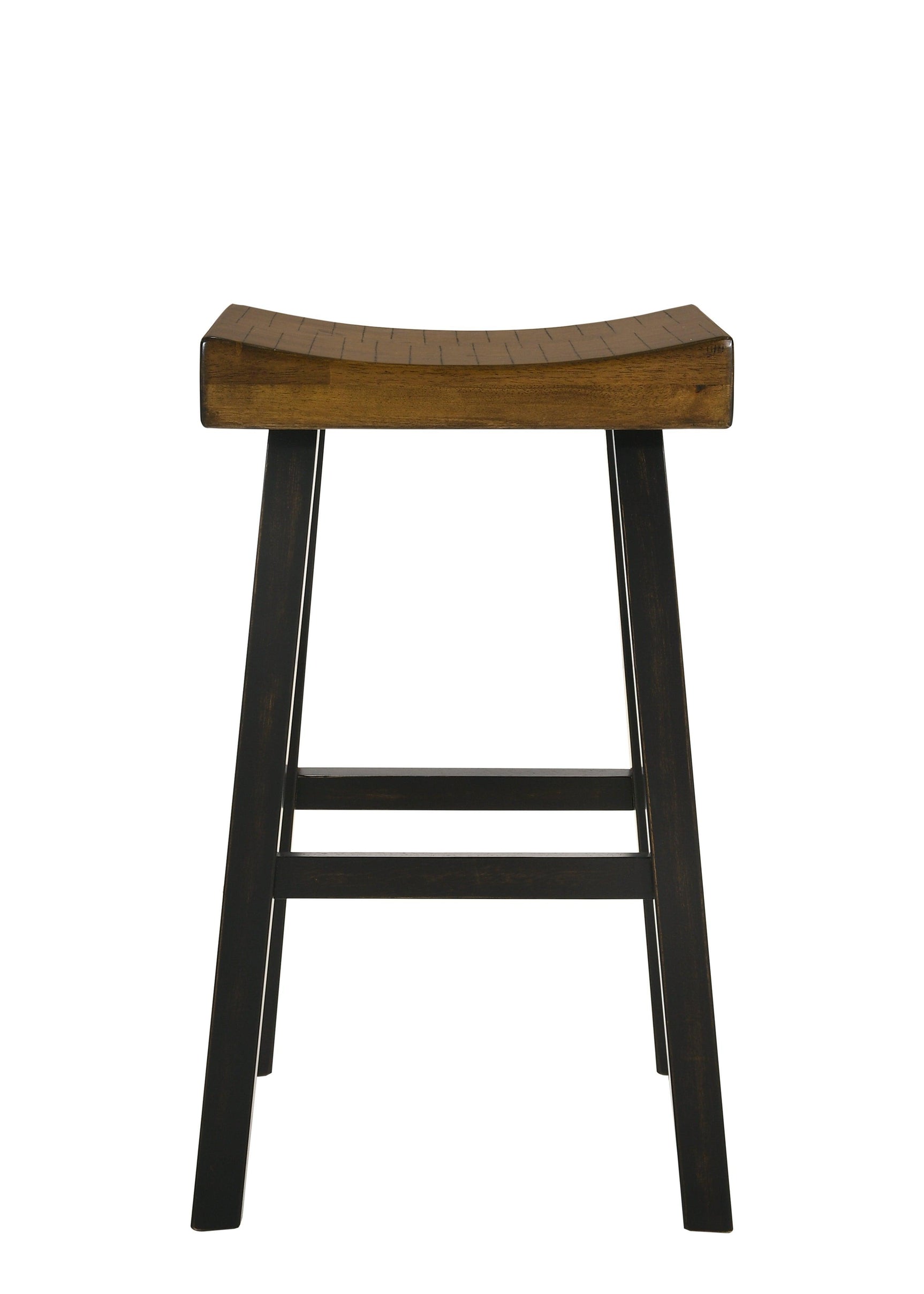 Aruba Saddle Black Rustic Oak Transitional Wood Bar Stool - Ella Furniture