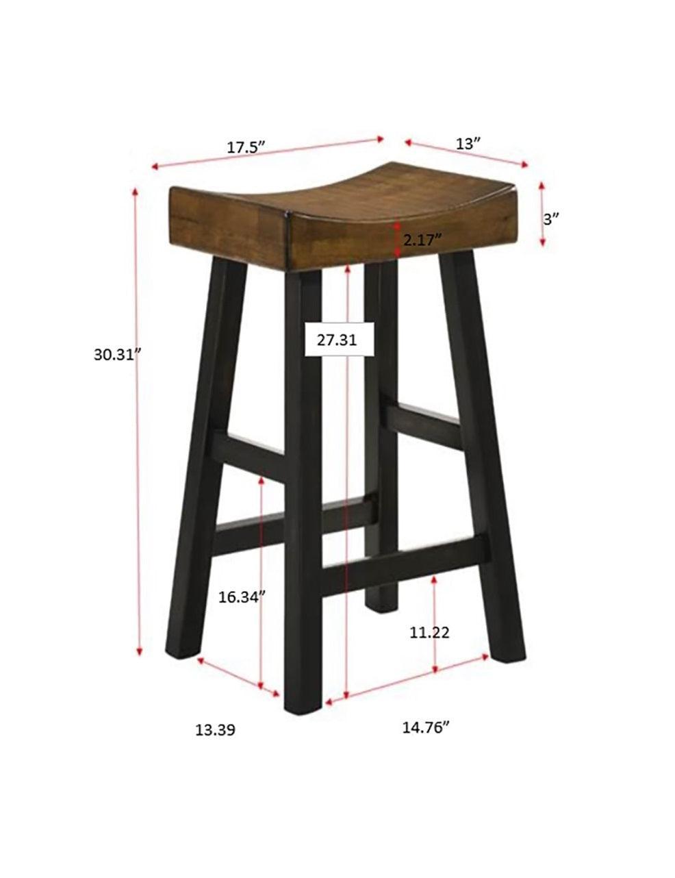 Aruba Saddle Black Rustic Oak Transitional Wood Bar Stool - Ella Furniture