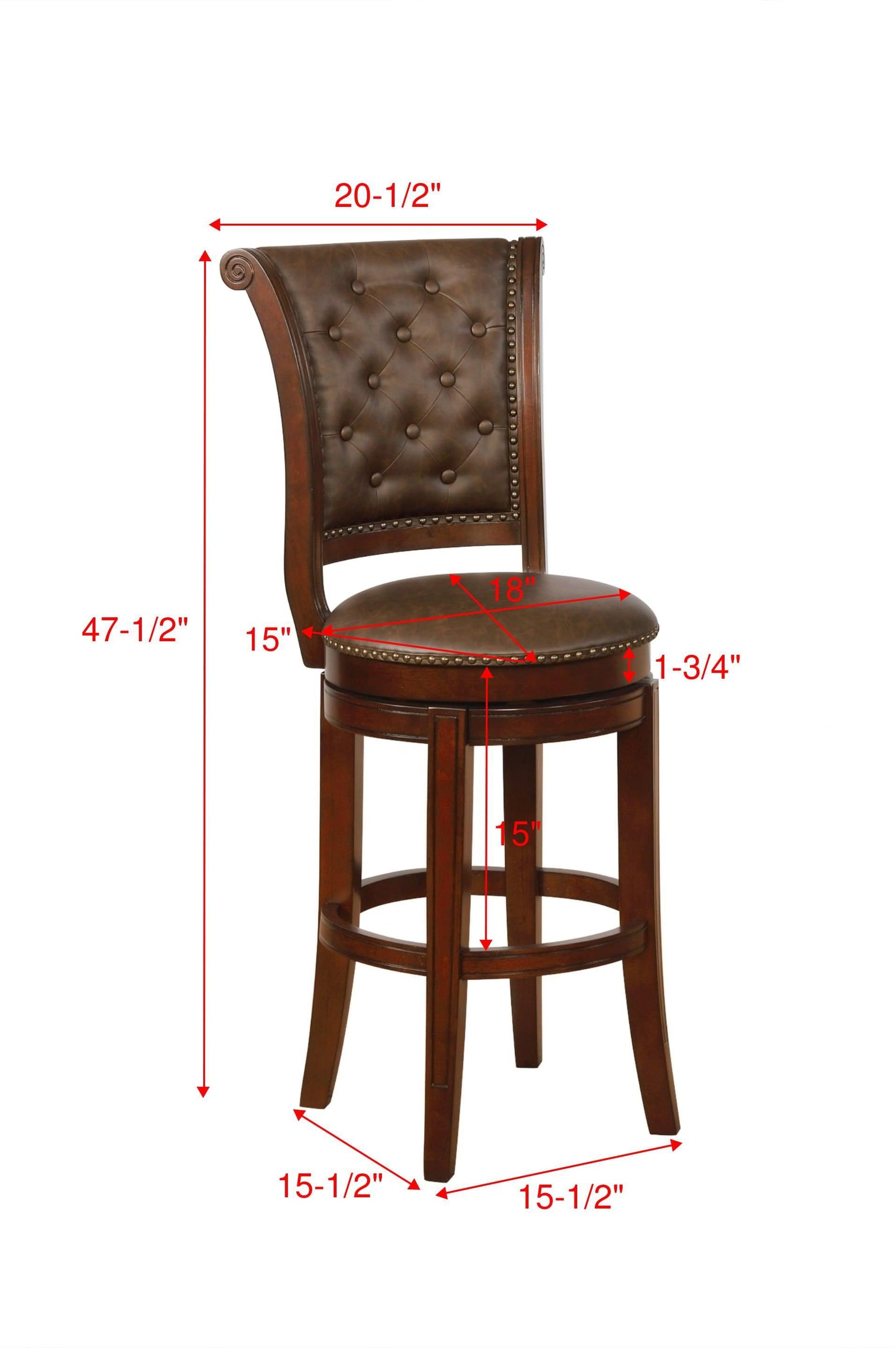 Granville Brown Faux Leather Transitional Wood Bar Stool - Ella Furniture