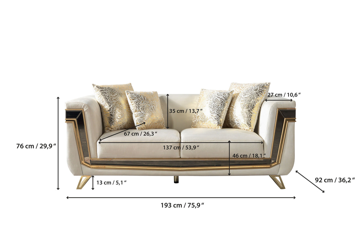 Belly Ivory Velvet Sofa 92" & Loveseat 76"