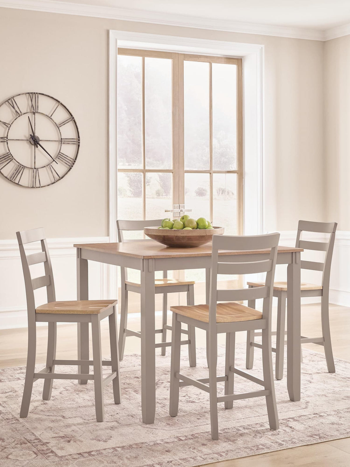 Harperfeld Natural/Gray Counter Height Dining Table and 4 Counter Stools — product view