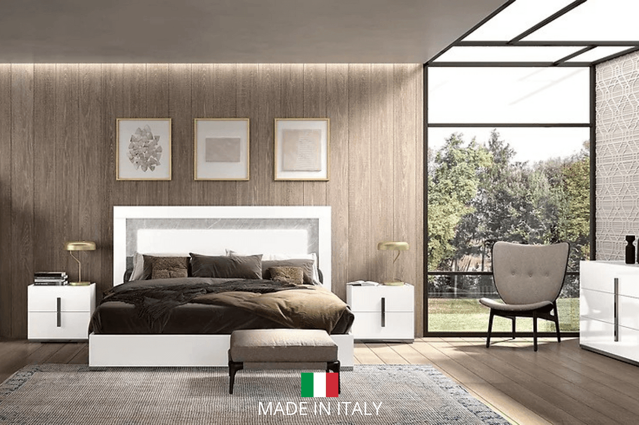 Mara White Modern Traditional Contemporary High Gloss Marble Top Solid Wood Chest - Ella Furniture