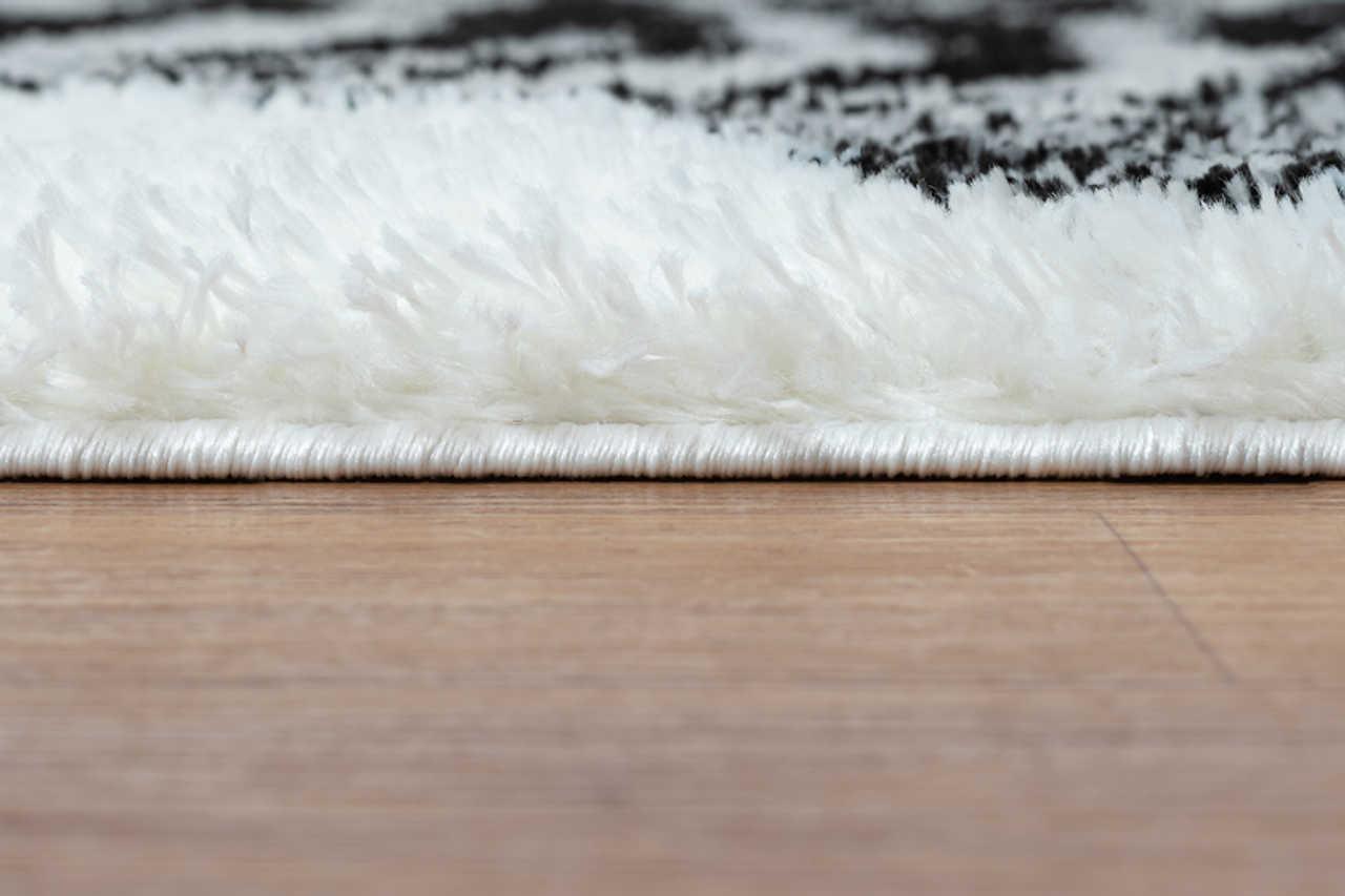 Comfy Shag Black White Area Rug