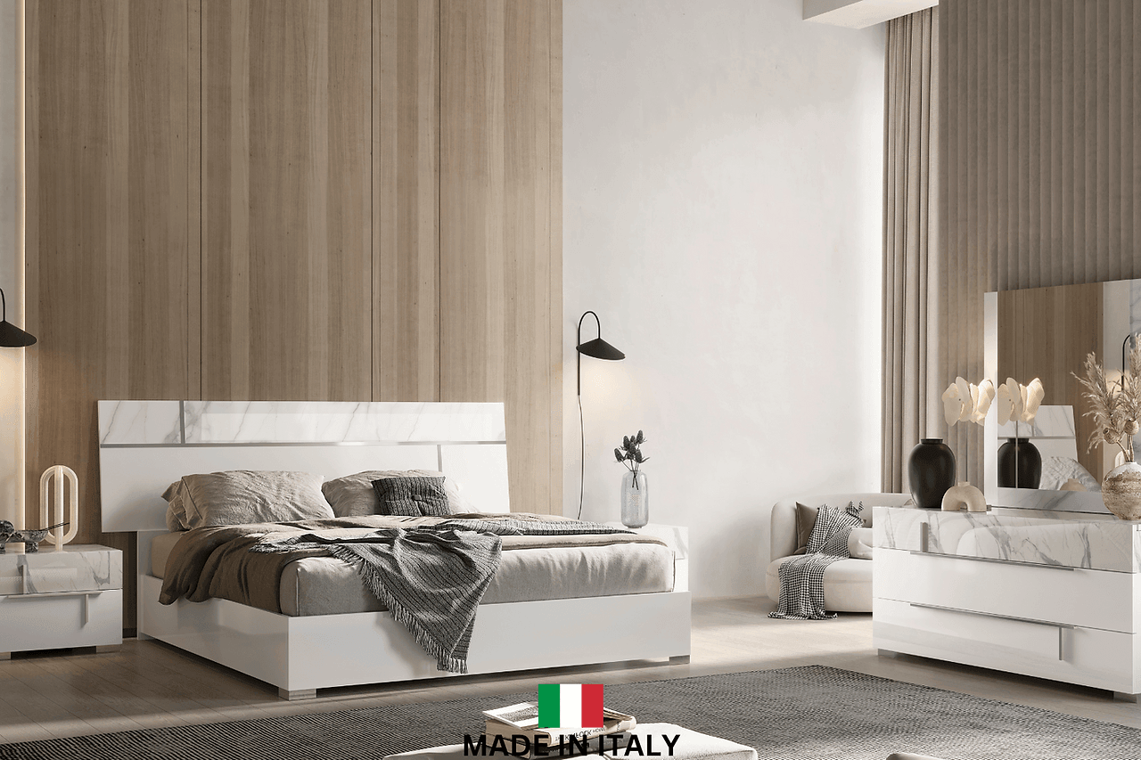 Sunset Ii White Modern Traditional Contemporary Marble Top Solid Wood 2-Drawers Chest - Ella Furniture