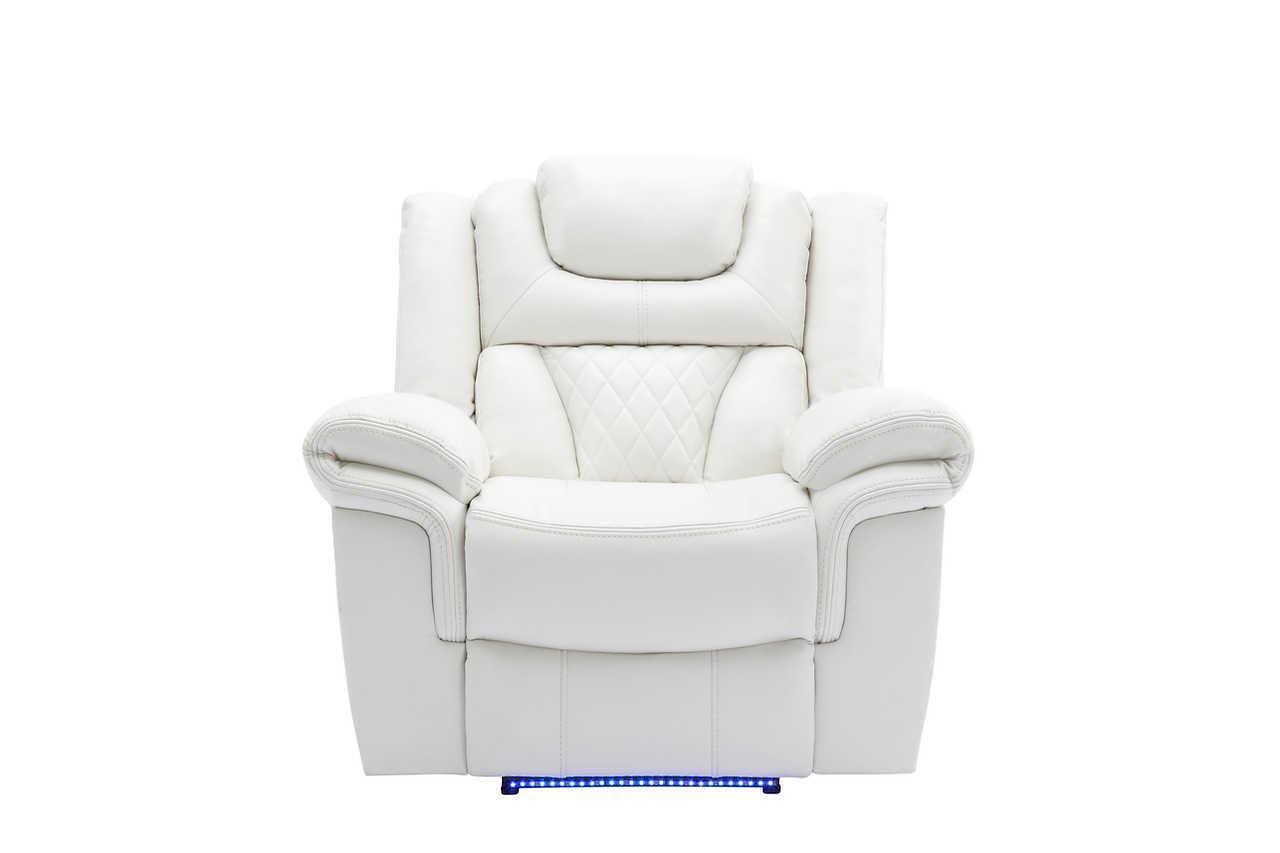 Party Time White Reclining Sofa, Loveseat Recliner
