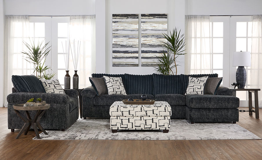 Galactic Charcoal 2-Piece Fabric Sectional