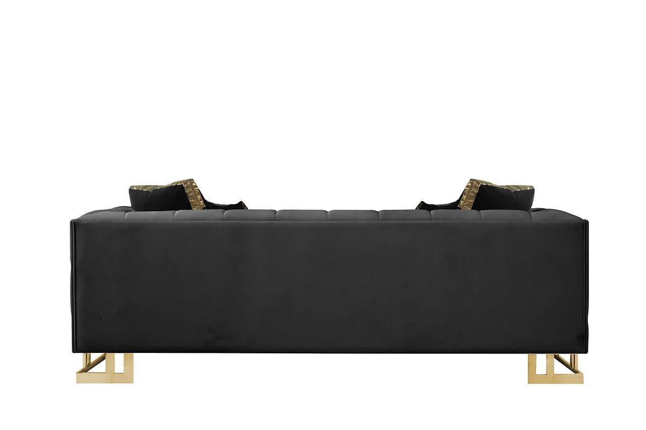 Designer Black with Gold Modern Contemporary Wood, Engineered Wood Velvet Chair - Ella Furniture