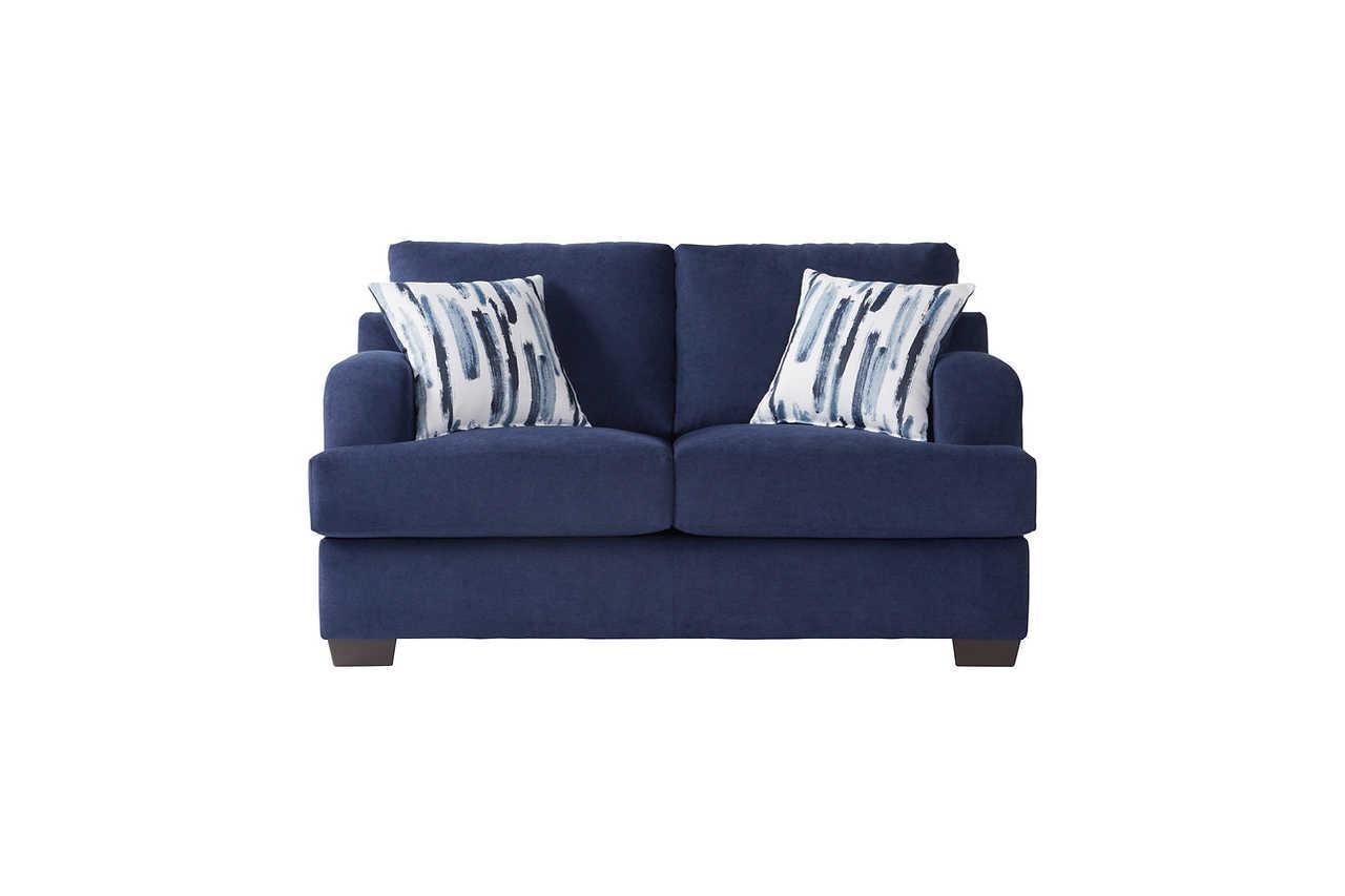 Cameo Navy Blue Modern Contemporary Solid Wood And Metal Velvet Upholstered Sofa - Ella Furniture