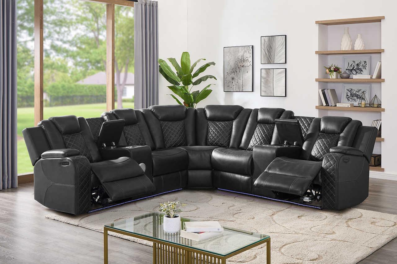 Eclipse Black Air Leather Reclining Set