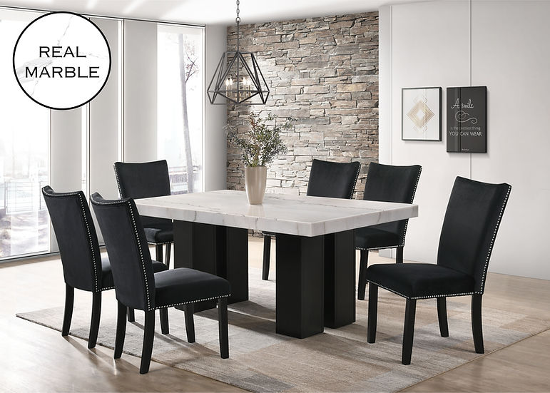 Valentino Black Marble Top Dining Room Set