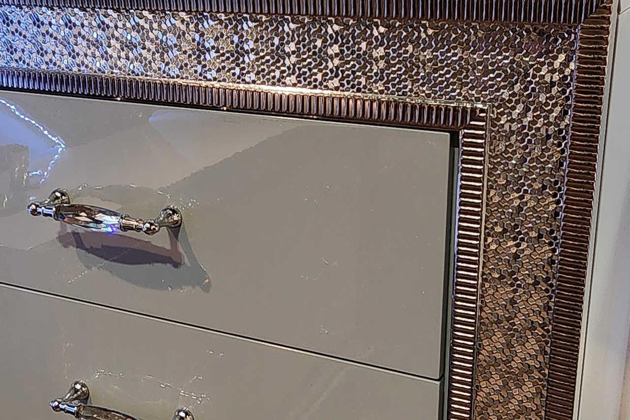 Dubai Metallic Silver LED Panel Bedroom Set