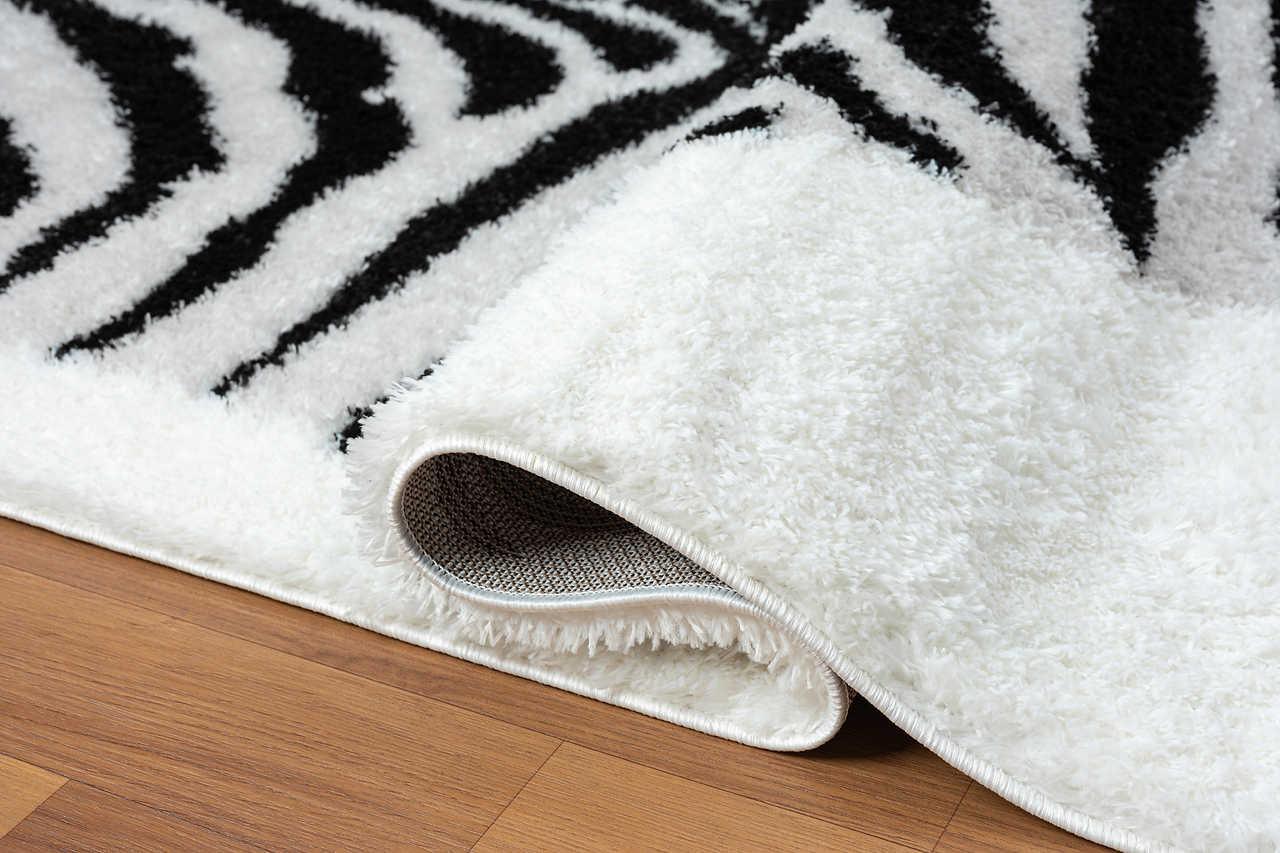 Comfy Shag Black White Area Rug