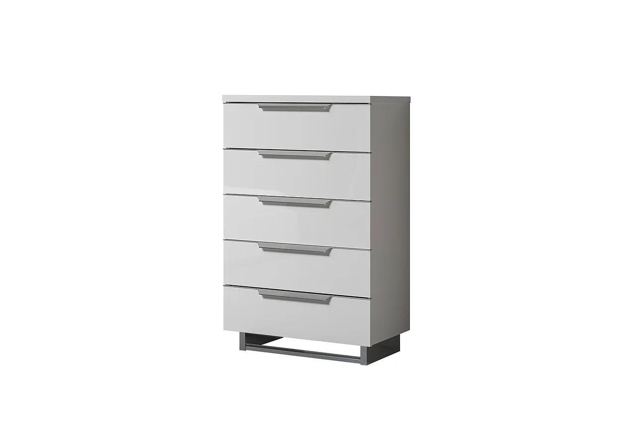Kimera White Modern Contemporary High Gloss Lacquer Solid Wood LED Bedroom Set - Ella Furniture