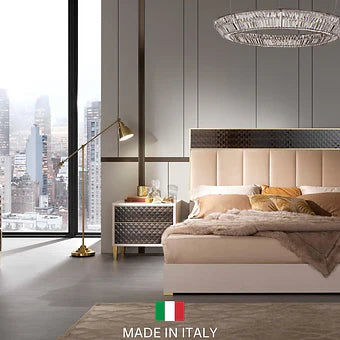 Gemma Italian High Gloss Pearl and 3D Eucalyptol Bedroom Set view 2