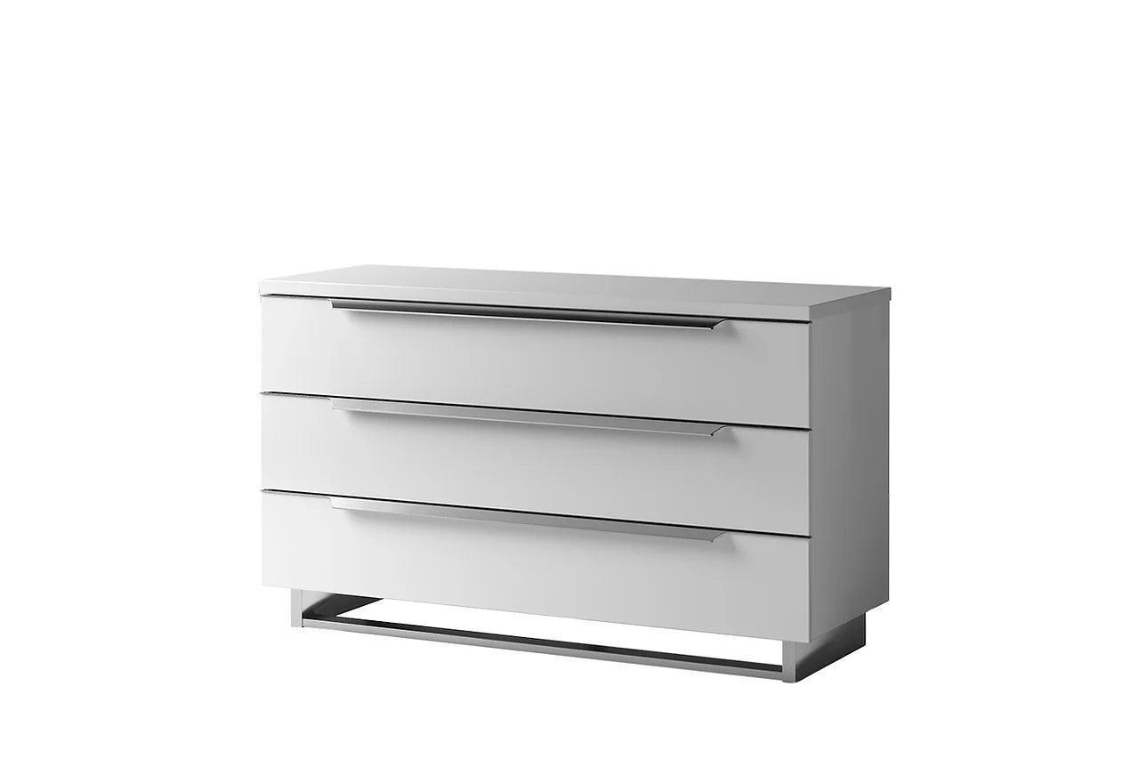 Kimera White Modern Contemporary High Gloss Lacquer Solid Wood 5-Drawers Chest - Ella Furniture