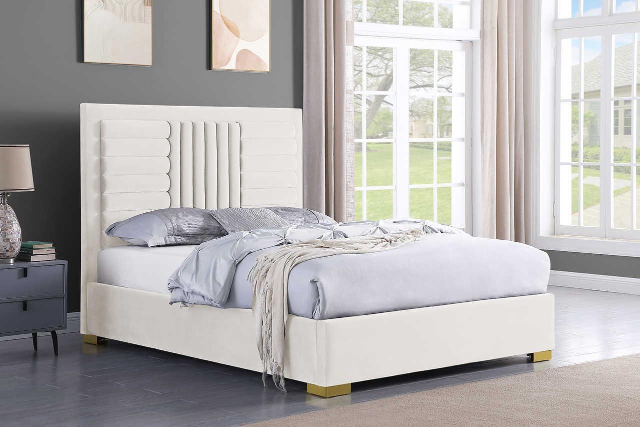 Anita Ivory Upholstered Platform Queen Bed