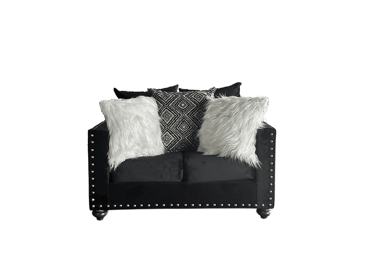 Zander Black Velvet 2-Piece Living Room Set