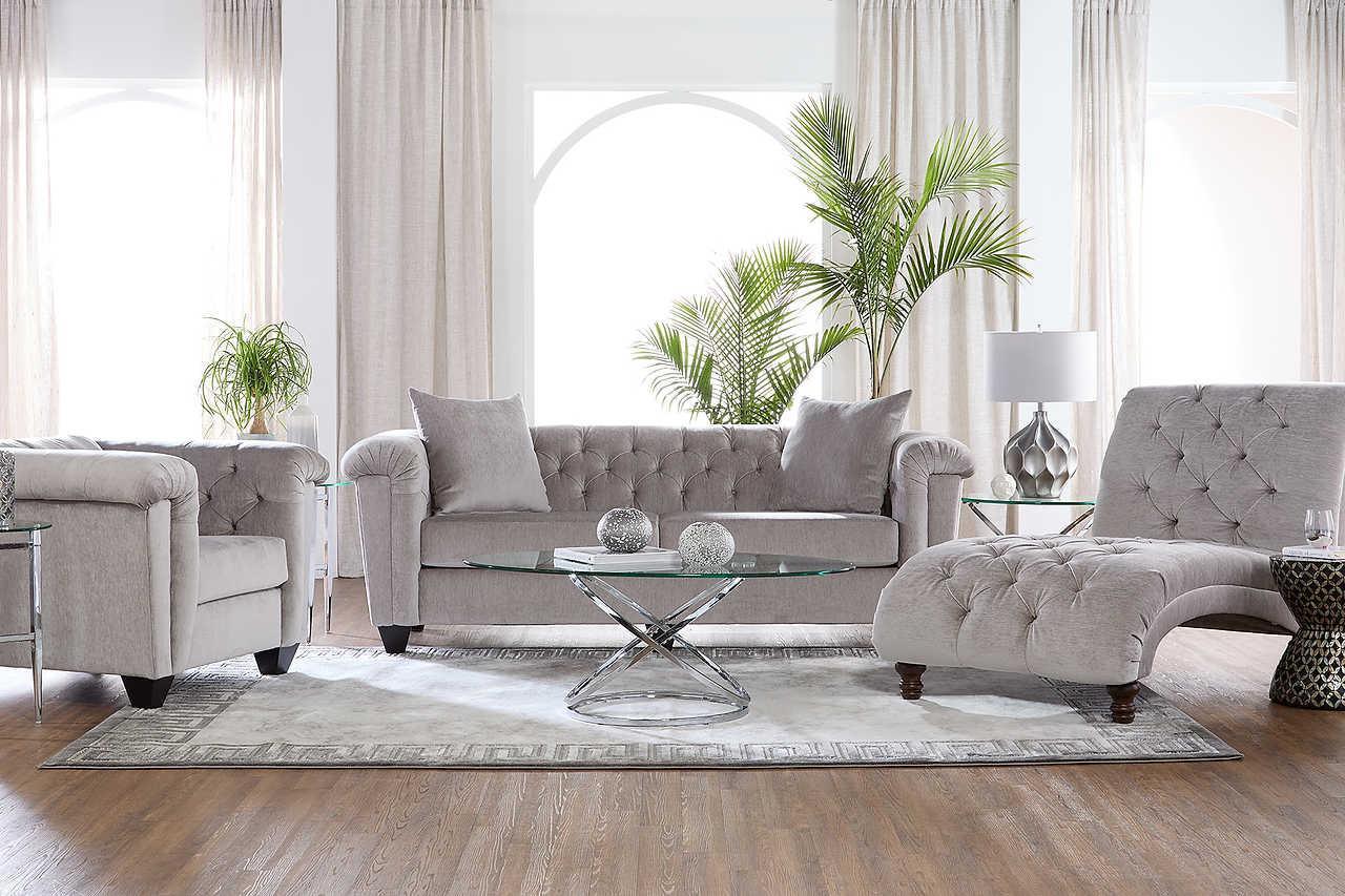 Lush Silver Modern Contemporary Solud Wood Velvet/Fabric Upholstered Tufted Sofa - Ella Furniture