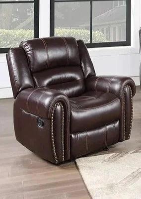 Houston Brown Modern Contemporary Wood, Engineered Wood Faux Leather Upholstered Recliner - Ella Furniture