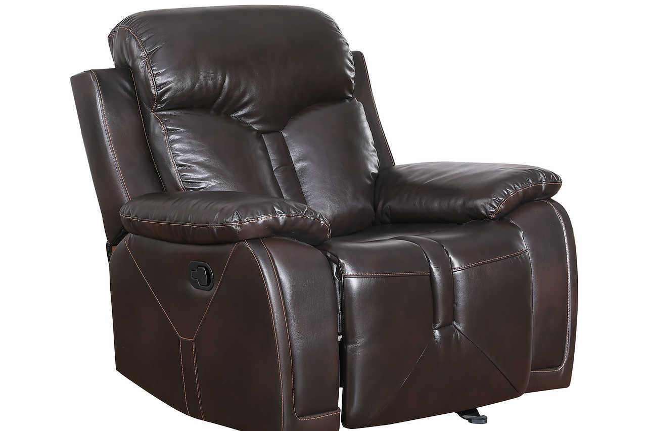 Monica Black/Brown Modern Leather Recliner - Ella Furniture
