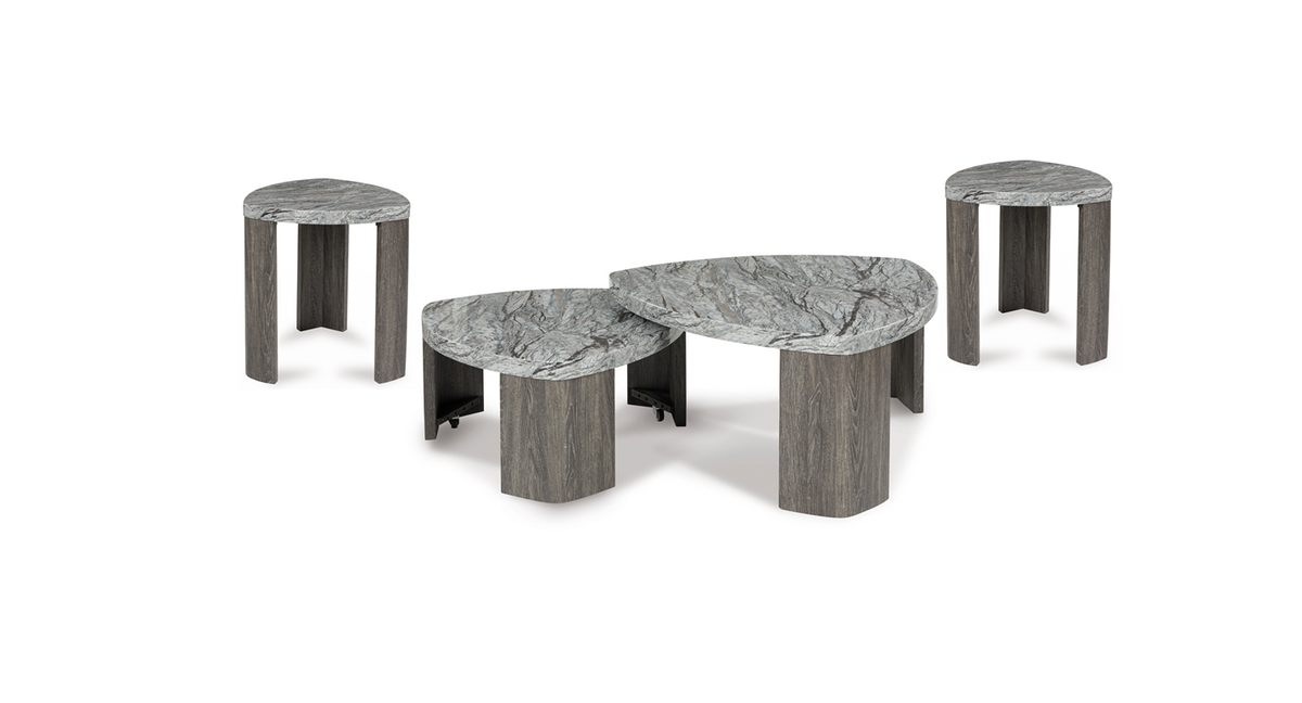Gray and Brown Extendable Coffee Table and End Table Set — product view