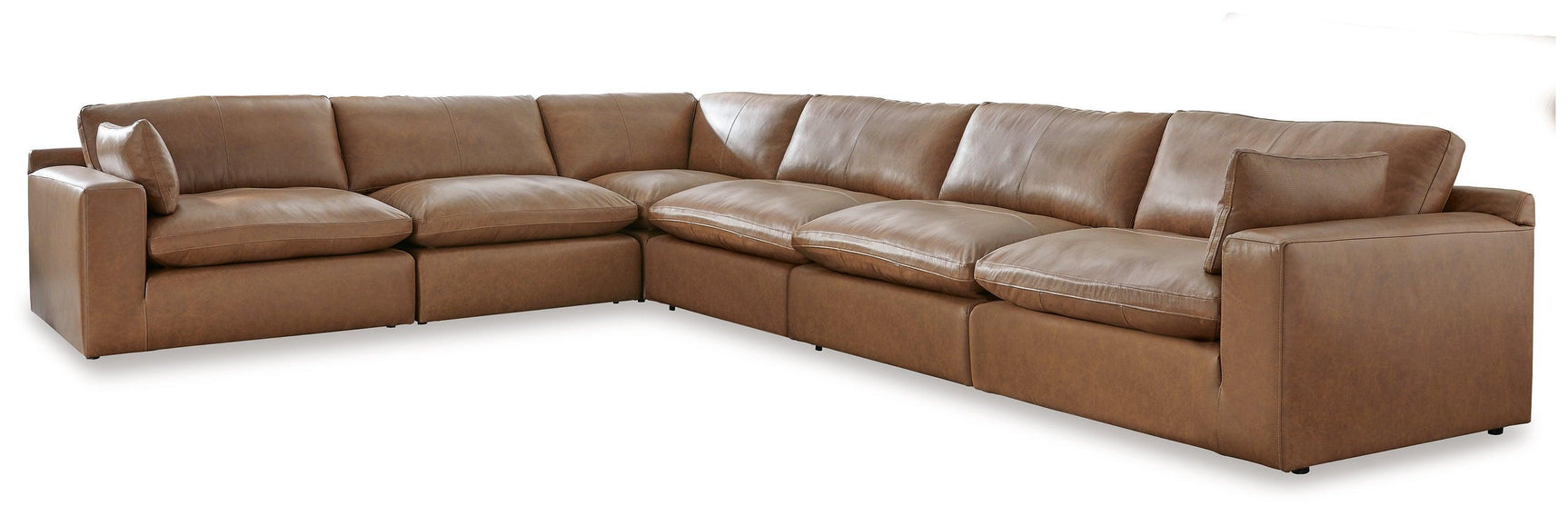 Emilia Caramel Leather 6-Piece Sectional Sofa