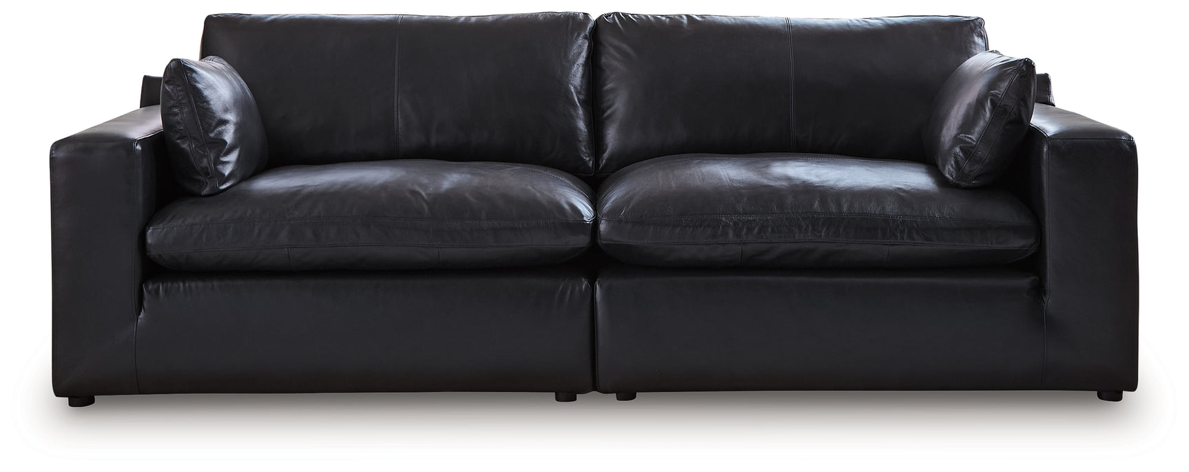 Emilia Black Leather 2-Piece Sectional Loveseat