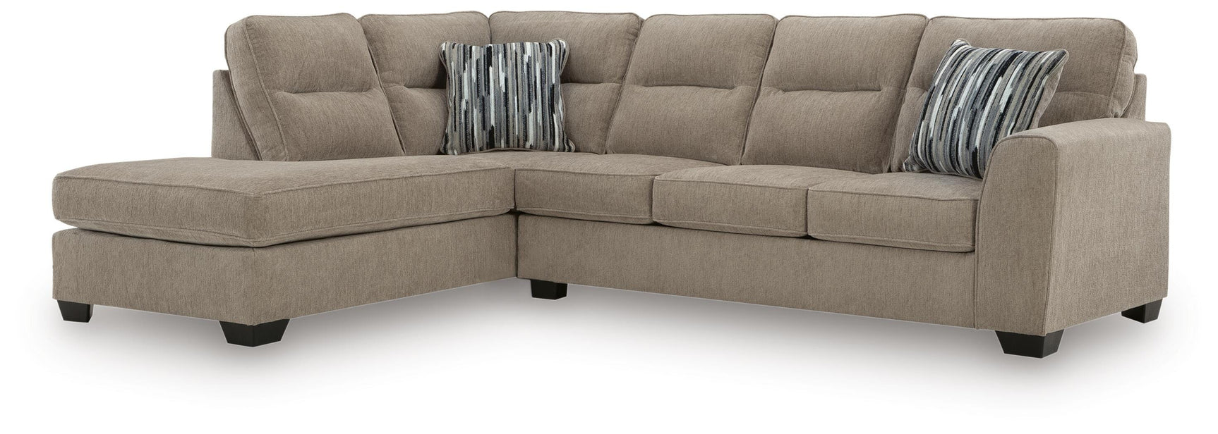 Olten Mocha Chenille 2-Piece Sectional with Chaise