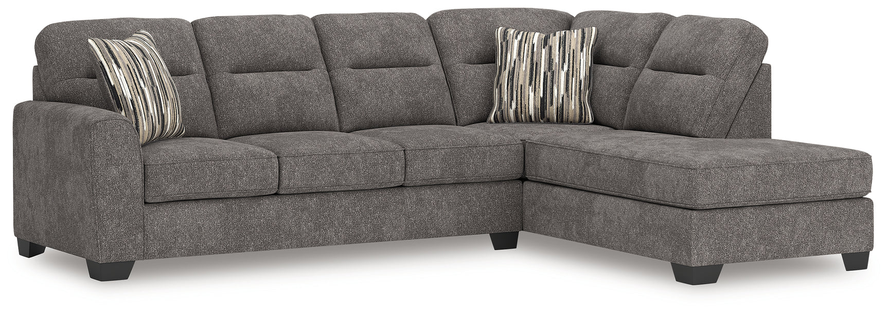 Olten Graphite Chenille 2-Piece Sectional with Chaise