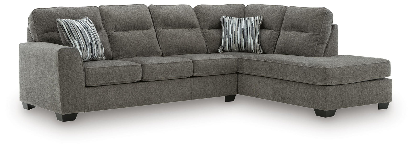 Olten Graphite Chenille 2-Piece Sectional with Chaise
