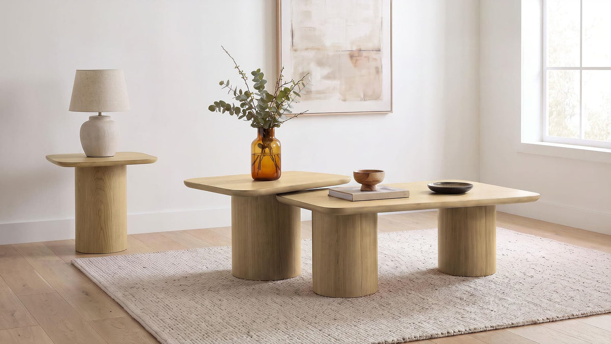 Lester Contemporary Square Wood End Table with Oak Veneer Honey Oak — product image 7