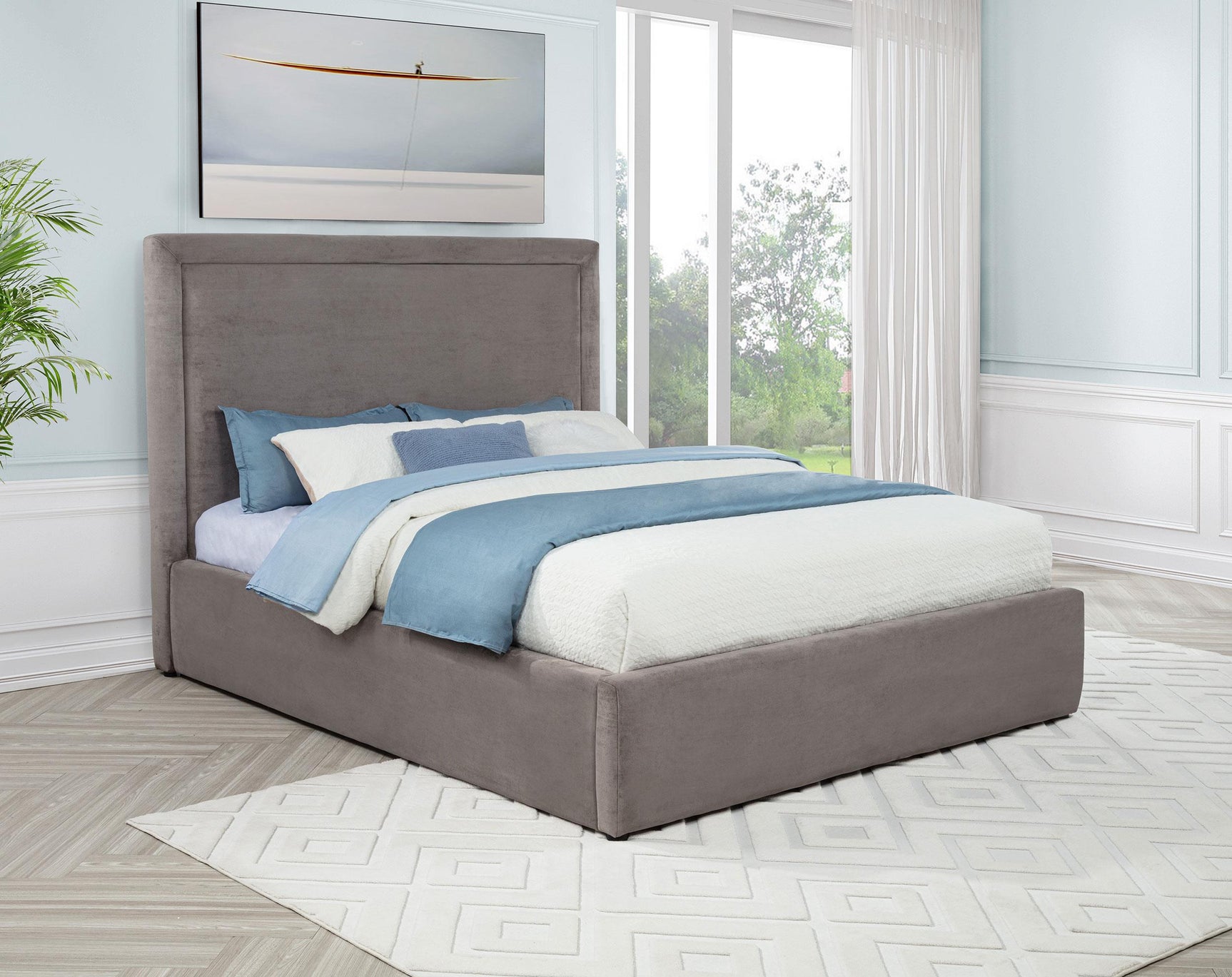 Lawson 55-inch Upholstered Queen Platform Bed Mushroom