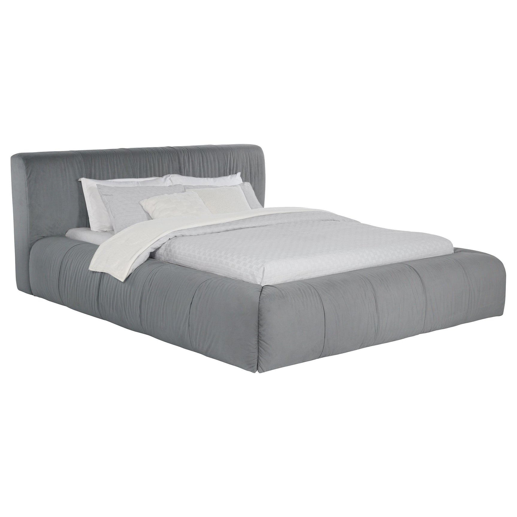 Wilshire Upholstered King Platform Bed Grey