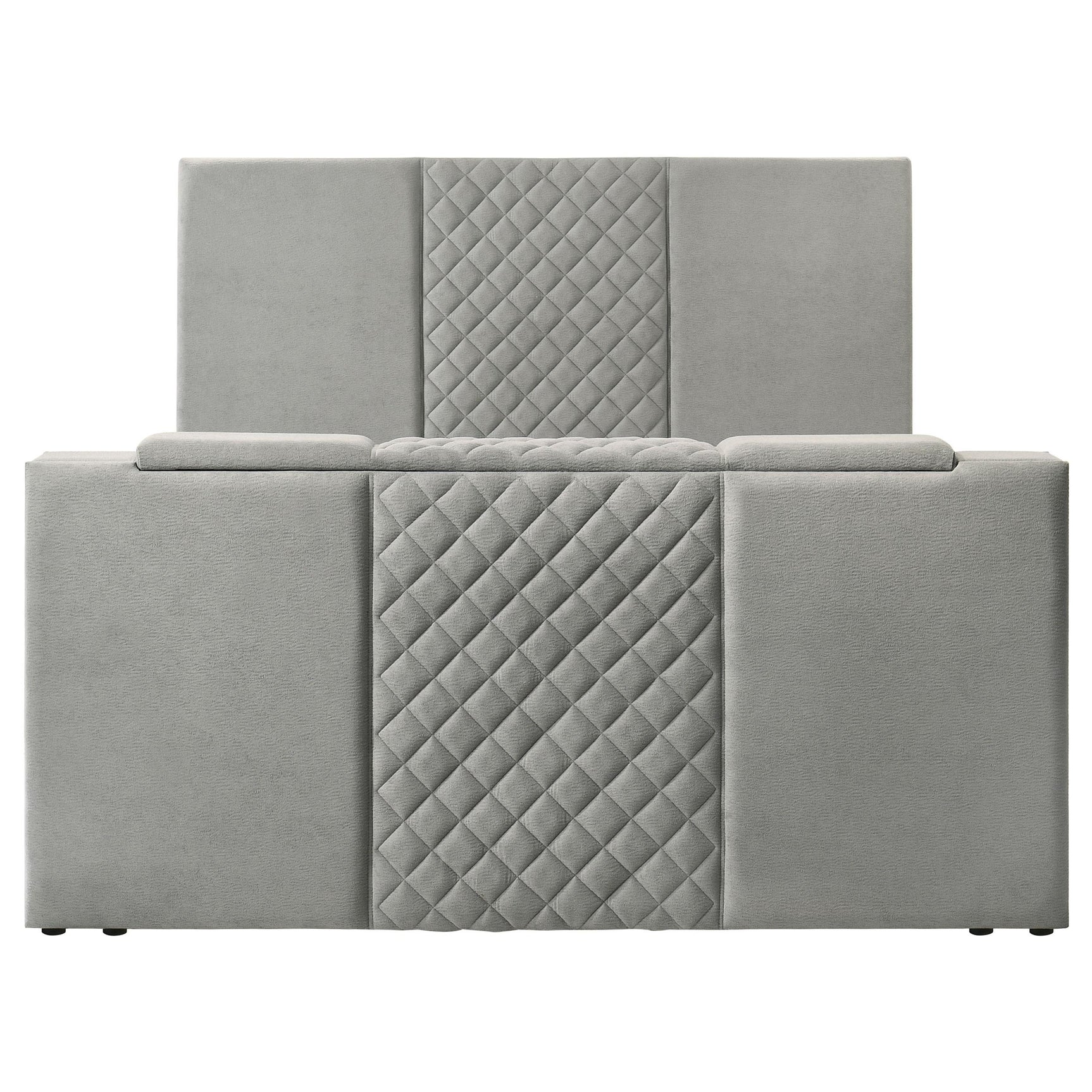 Tara 61-inch Upholstered Eastern King Panel TV Bed Grey