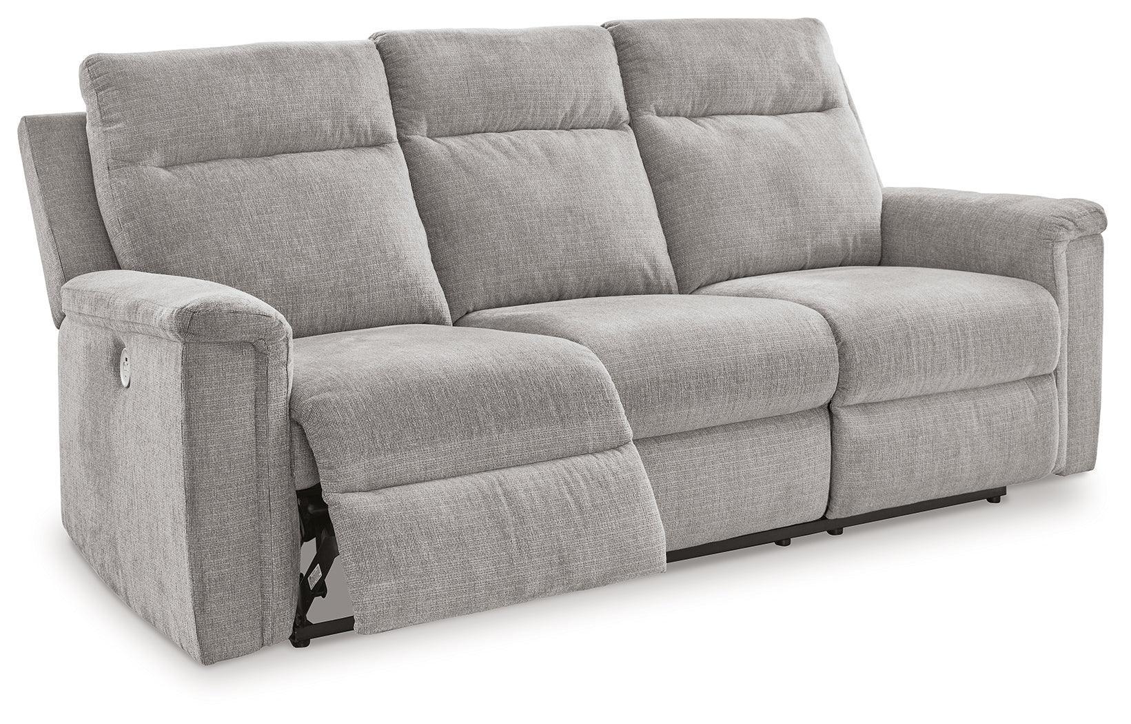 Barnsana Ash Chenille Power Reclining Sofa