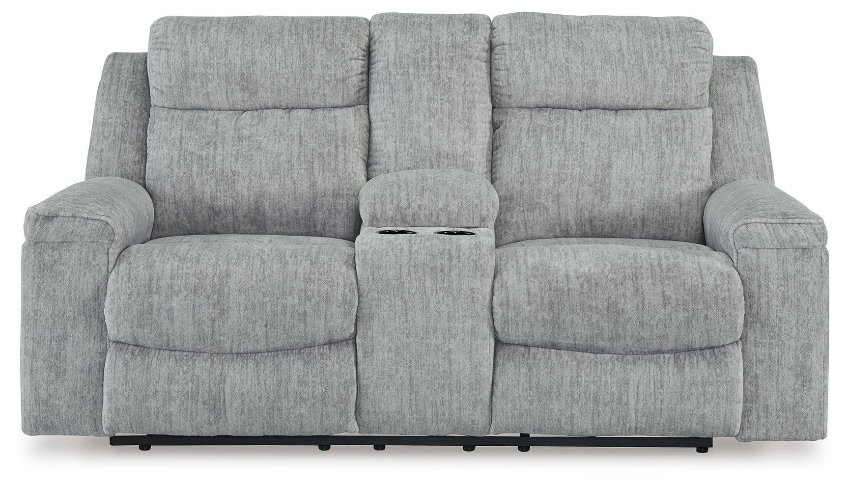 Buntington Pewter Chenille Reclining Loveseat with Console
