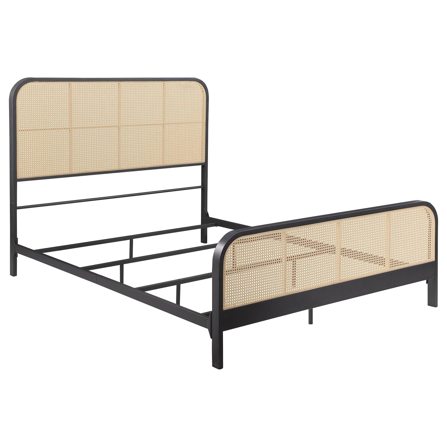 Lanewood Polyethylene Pe Rattan Upholstered Metal King Bed Black