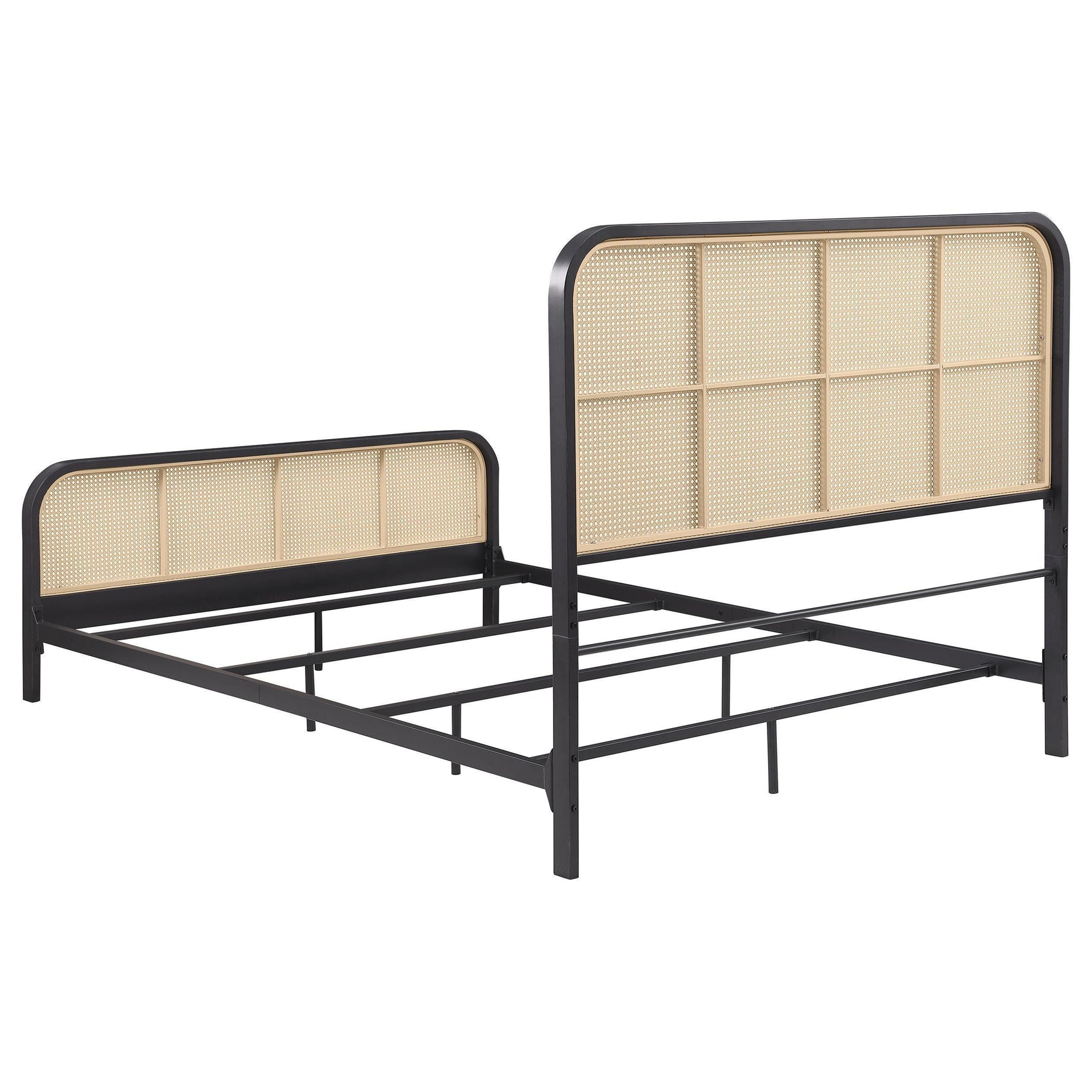 Lanewood Polyethylene Pe Rattan Upholstered Metal King Bed Black