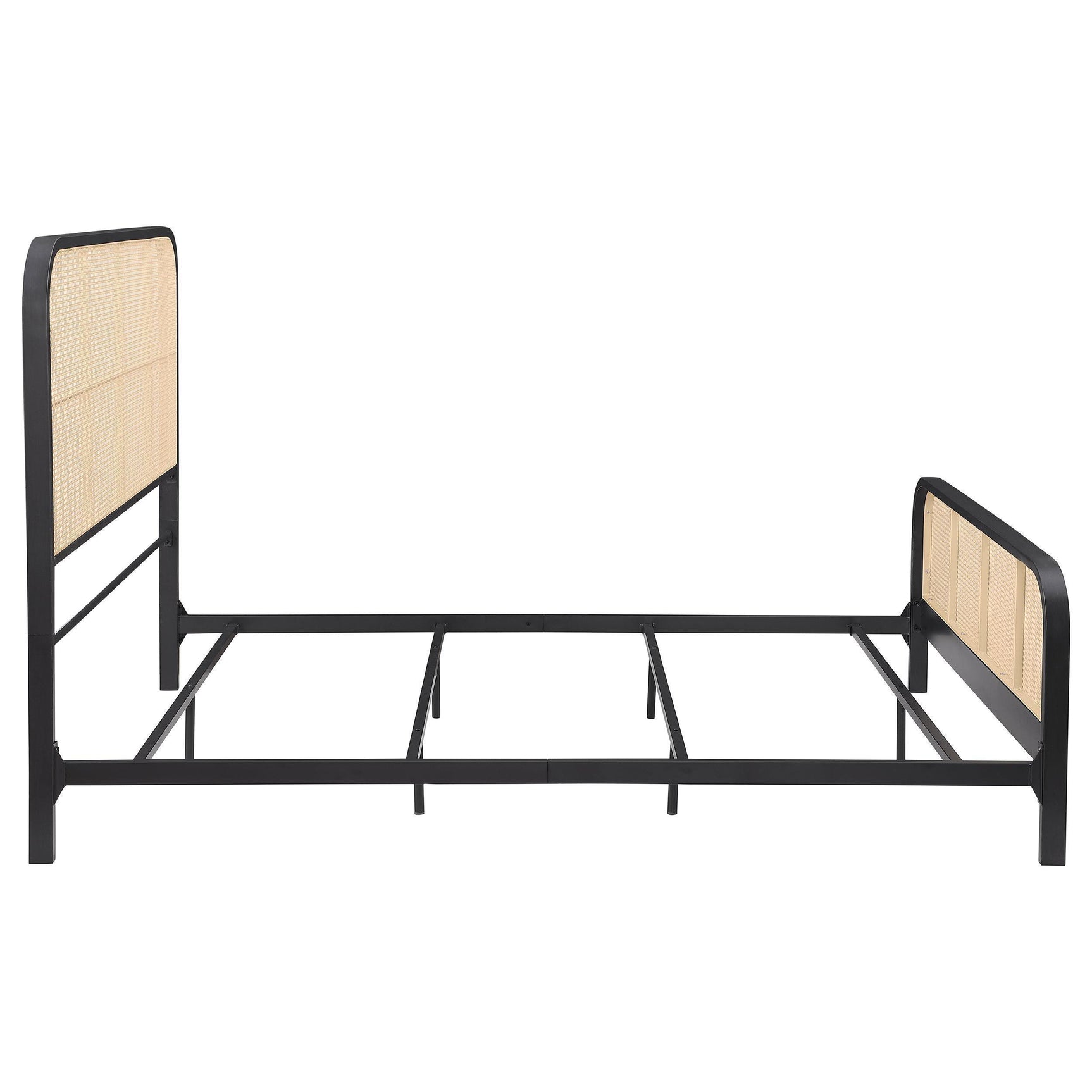 Lanewood Polyethylene Pe Rattan Upholstered Metal King Bed Black