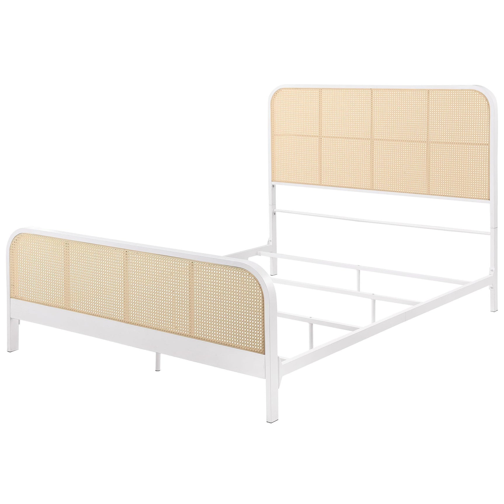 Lanewood Polyethylene Pe Rattan Upholstered Metal Queen Bed White