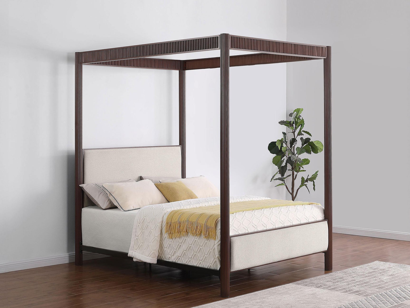 Zimmerlee 89-inch Metal King Canopy Bed Rust Brown