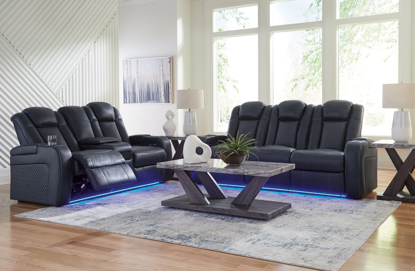 Fyne-dyme Sapphire Sofa And Loveseat