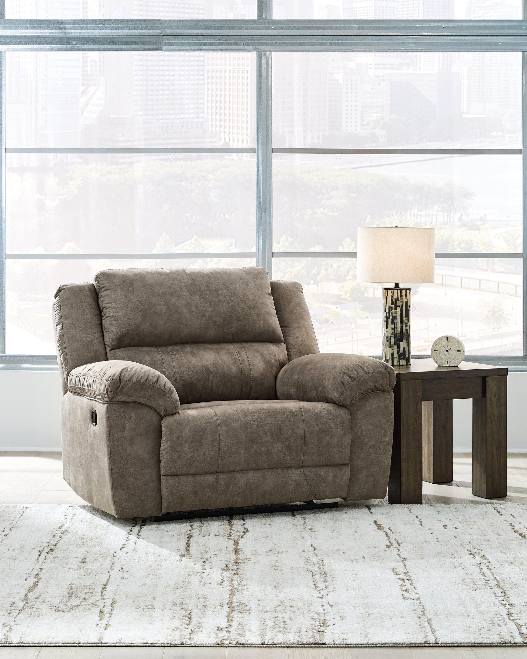 Laresview Fossil Faux Leather Oversized Recliner