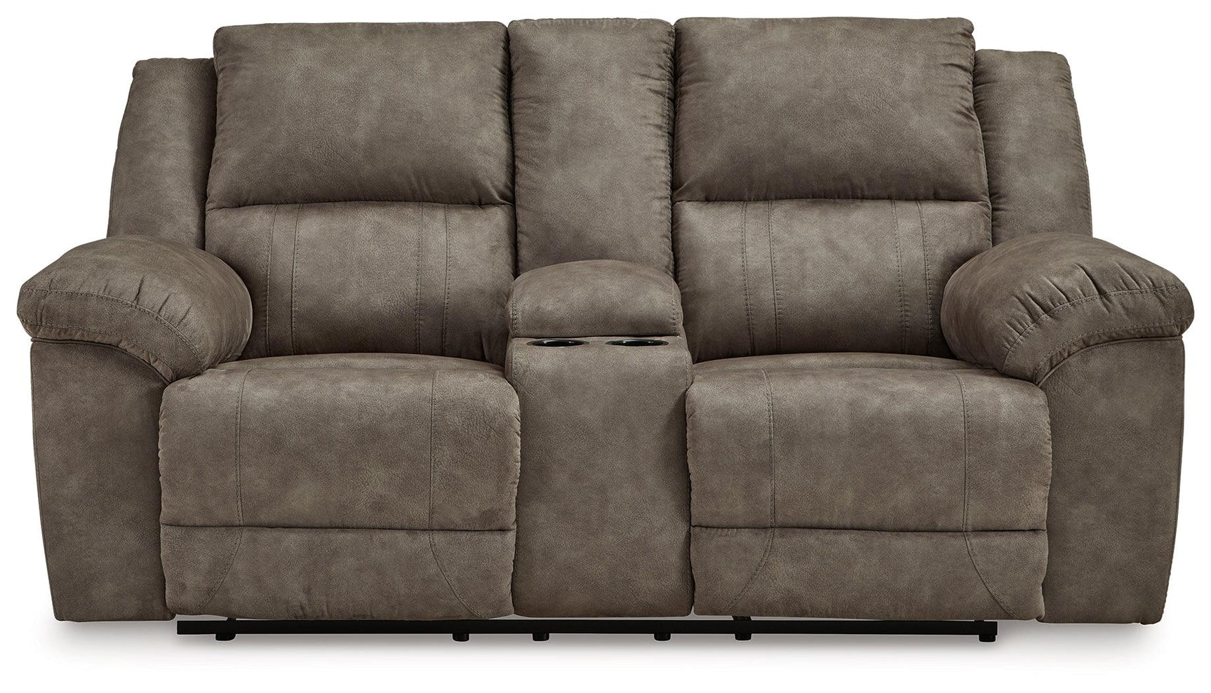 Laresview Fossil Faux Leather Reclining Loveseat with Console