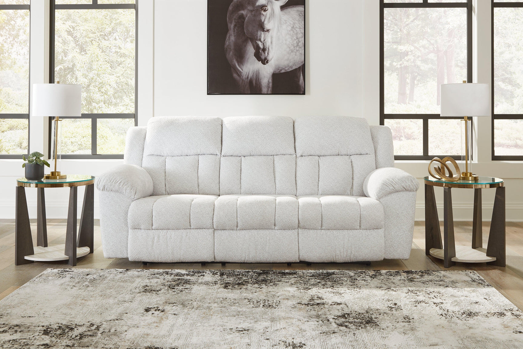 Frohn Snow Chenille Reclining Sofa