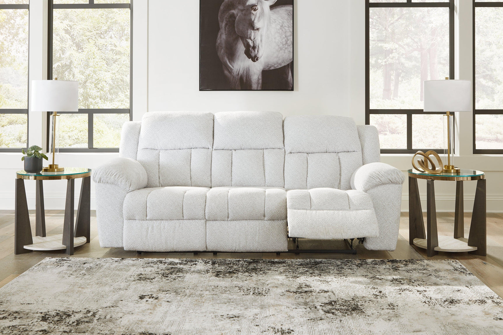 Frohn Snow Chenille Reclining Sofa