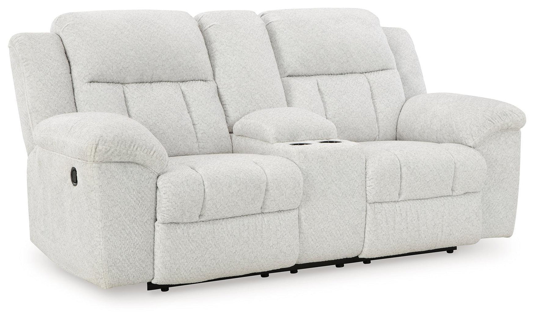 Frohn Snow Chenille Reclining Loveseat with Console